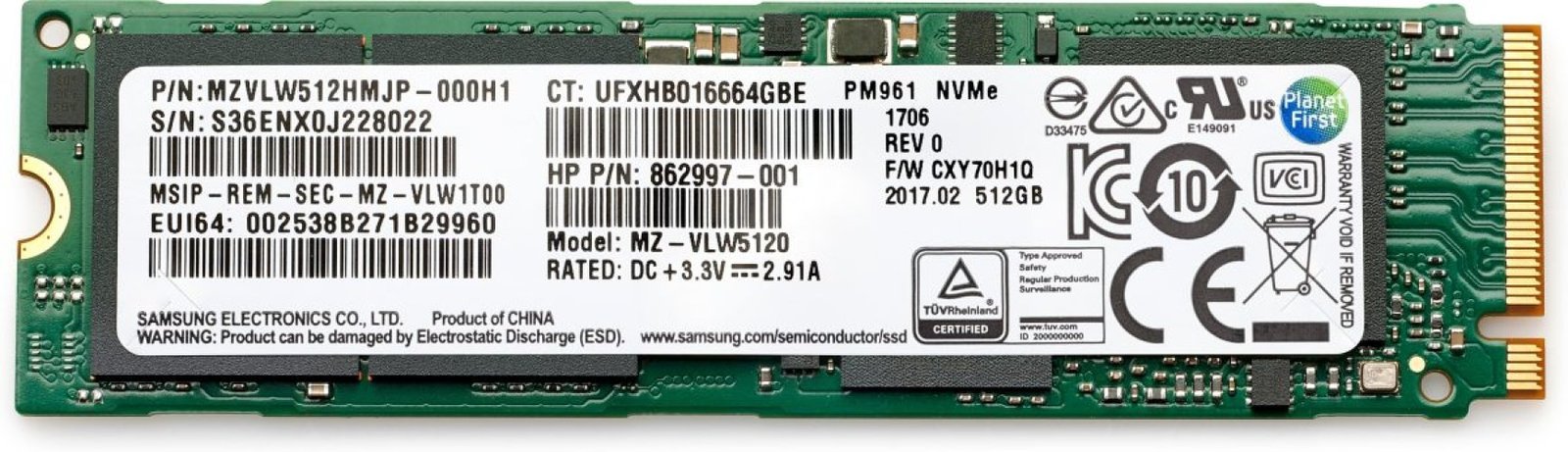 HP 512GB PCIe NVME TLC SSD 406L8AA