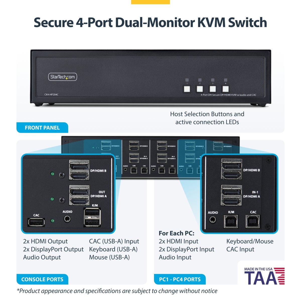 Startech.com Secure 4 Port KVM Switch CK4-HP204C