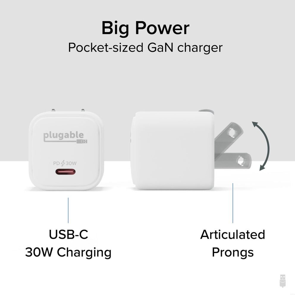 Plugable Technologies 30W GaN USBC Charger White PS-30C1W