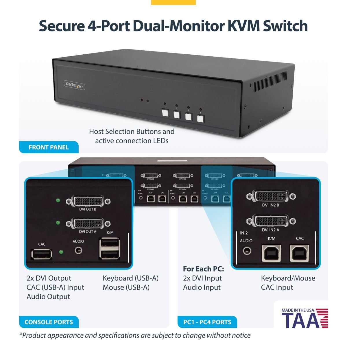 Startech.com Secure 4 Port KVM Switch CK4-D204C