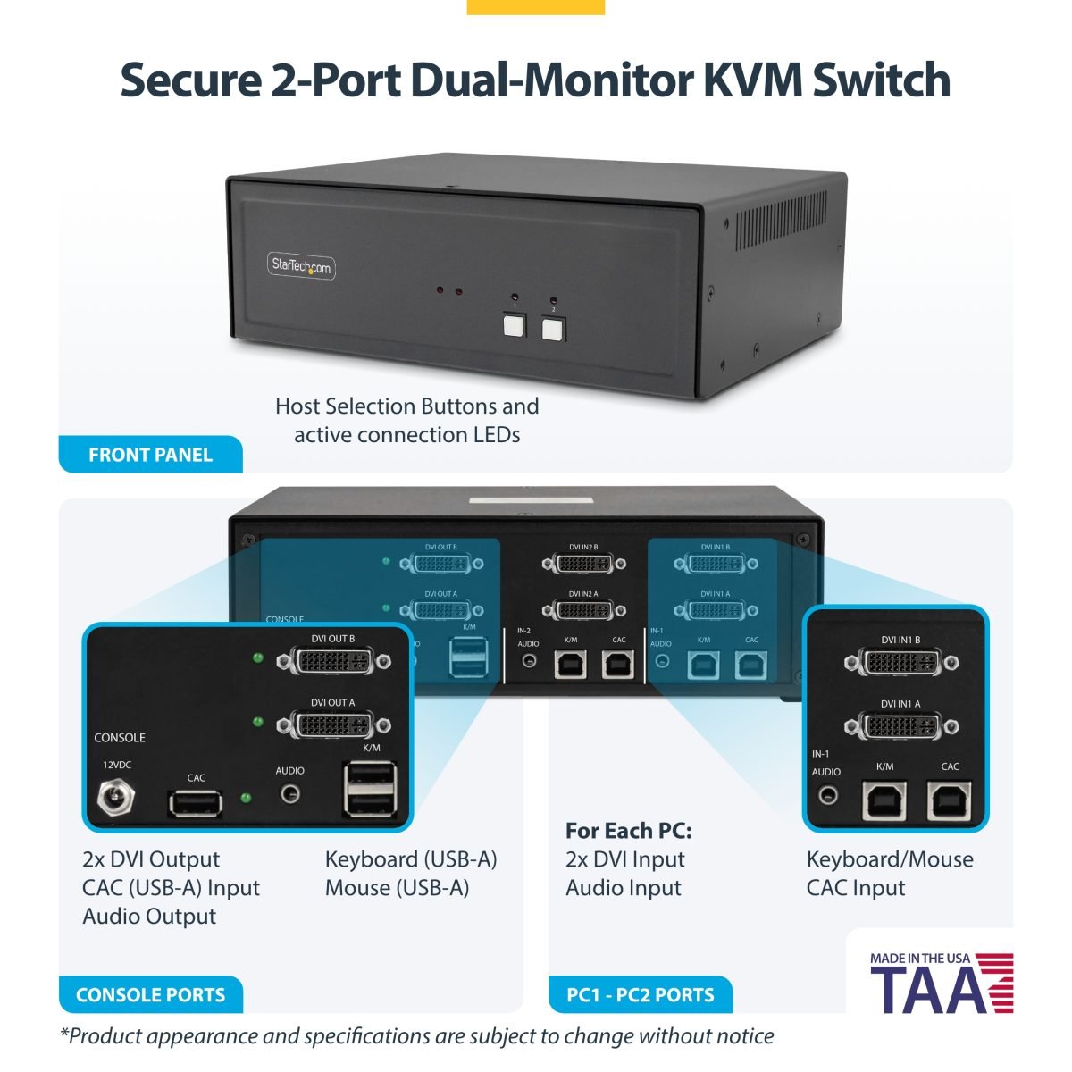 Startech.com Secure 2 Port KVM Switch CK4-D202C