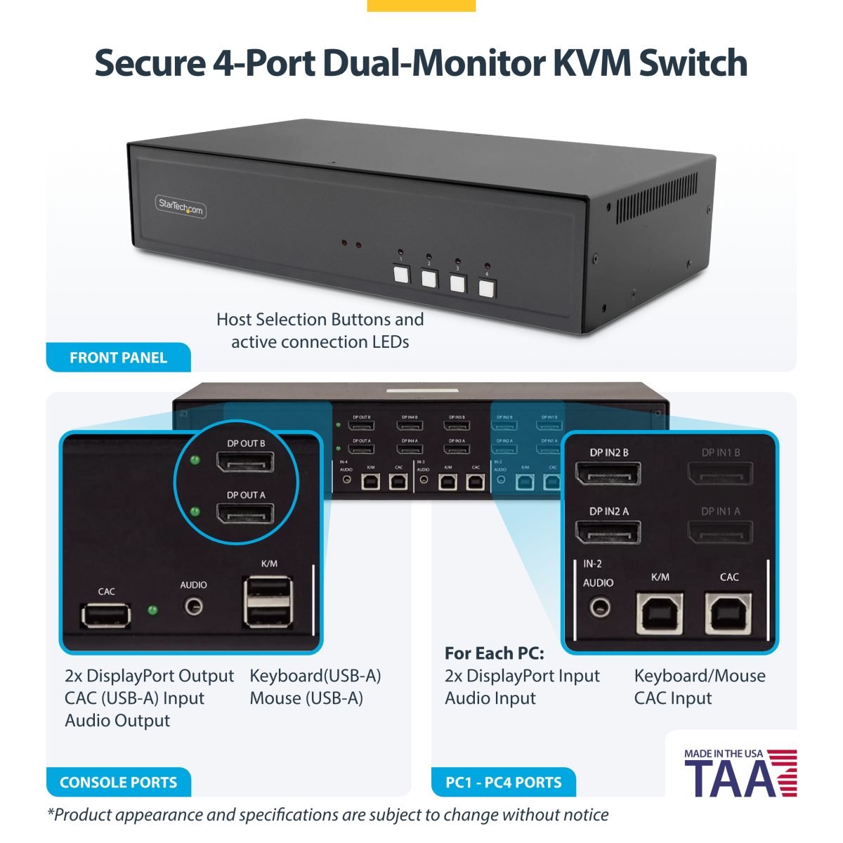 Startech.com Secure 4 Port KVM Switch CK4-P204C