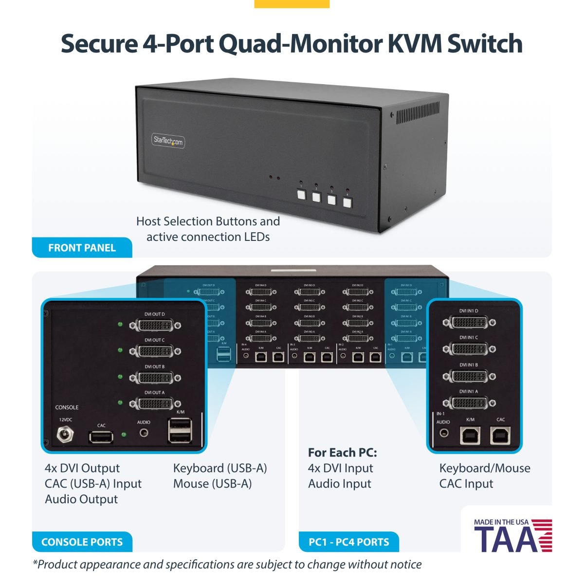 Startech.com Secure 4 Port KVM Switch CK4-D404C