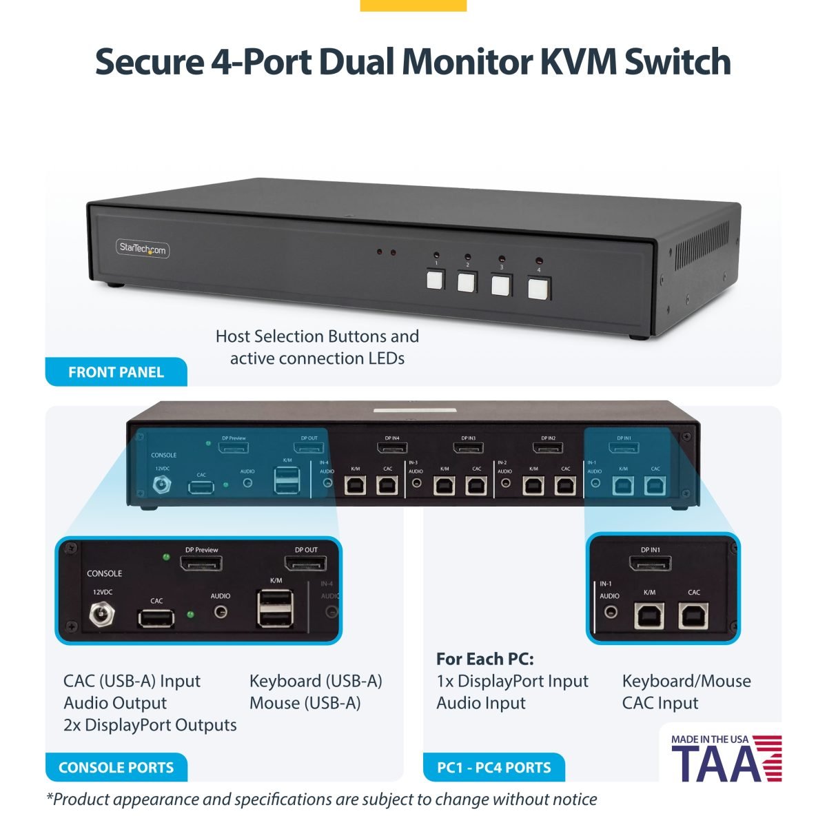 Startech.com Secure 4 Port KVM Switch CK4-PS104C