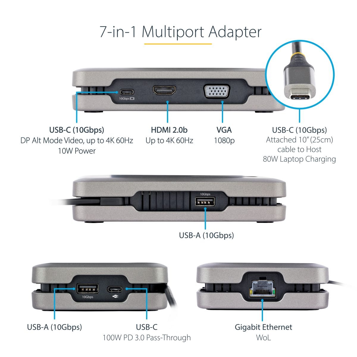 Startech.com USB C Multiport Adapter TAA DKM31C3HVCPD