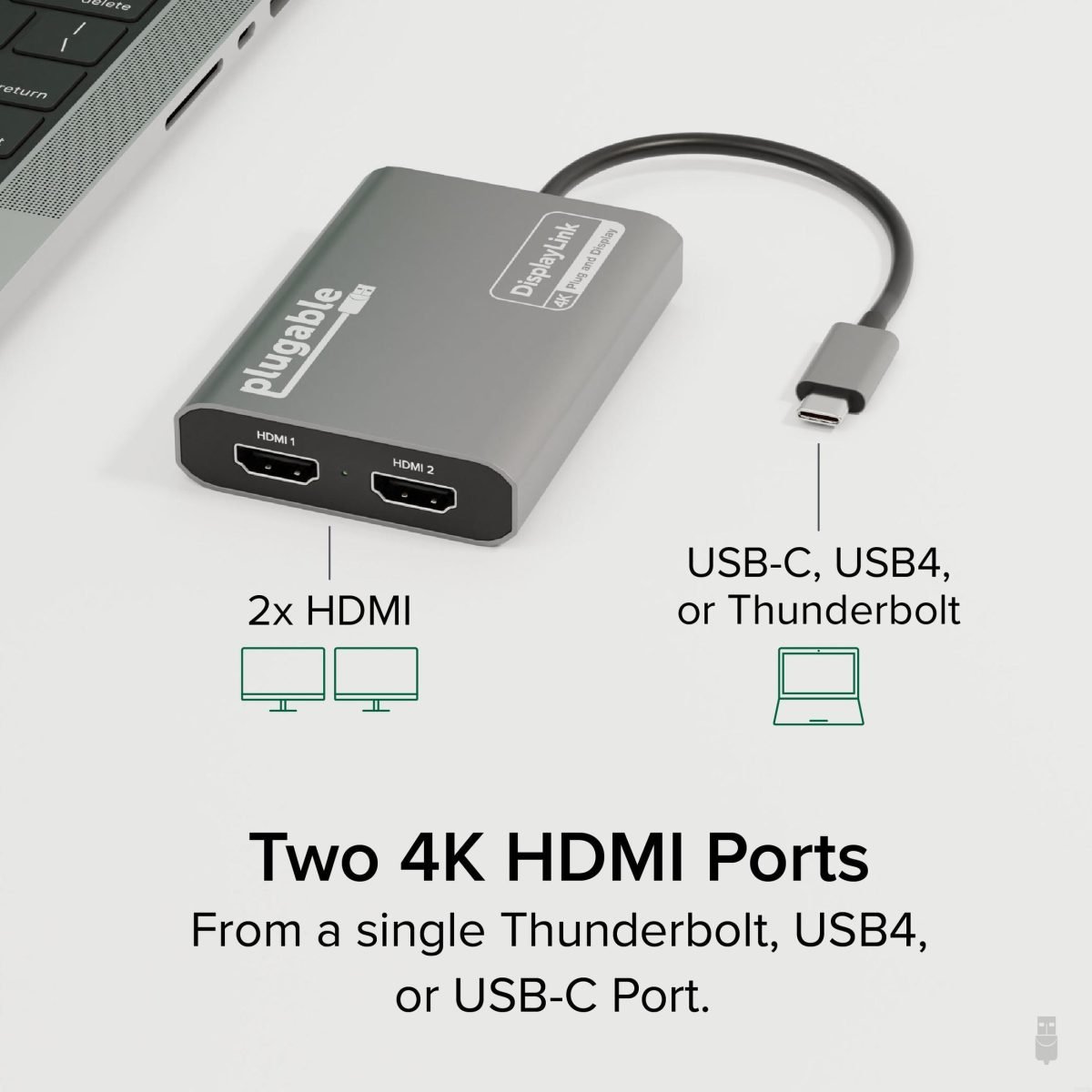 Plugable Technologies USBC Dual 4K60 HDMI Adapter USBC-6950M