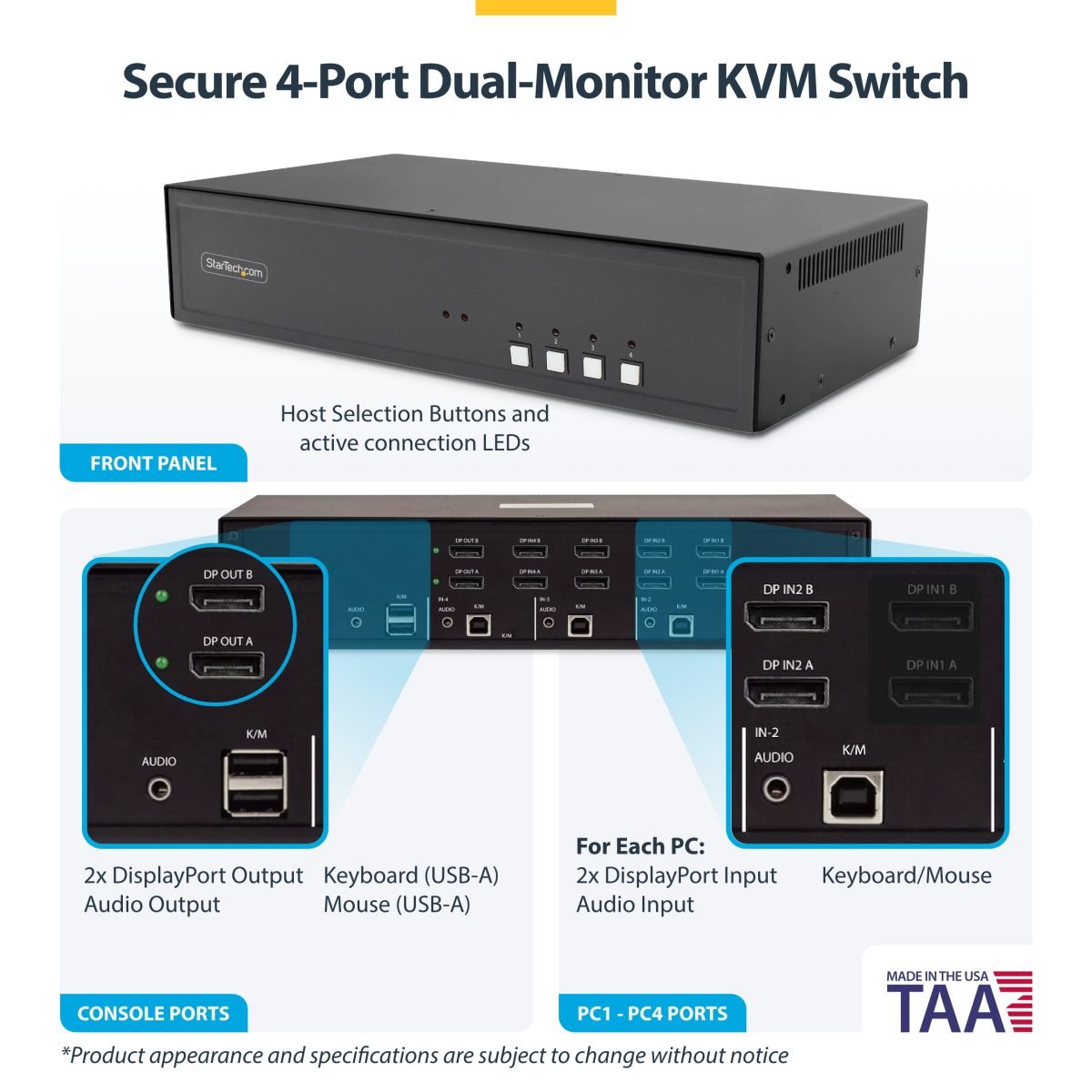 Startech.com Secure 4 Port KVM Switch CK4-P204