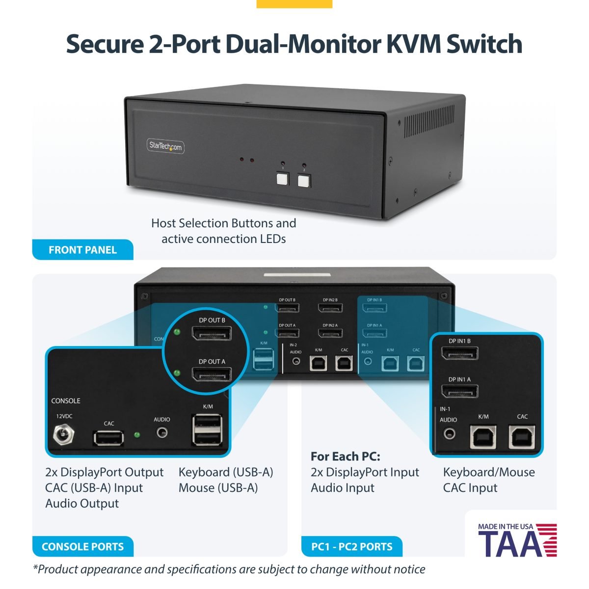 Startech.com Secure 2 Port KVM Switch CK4-P202C