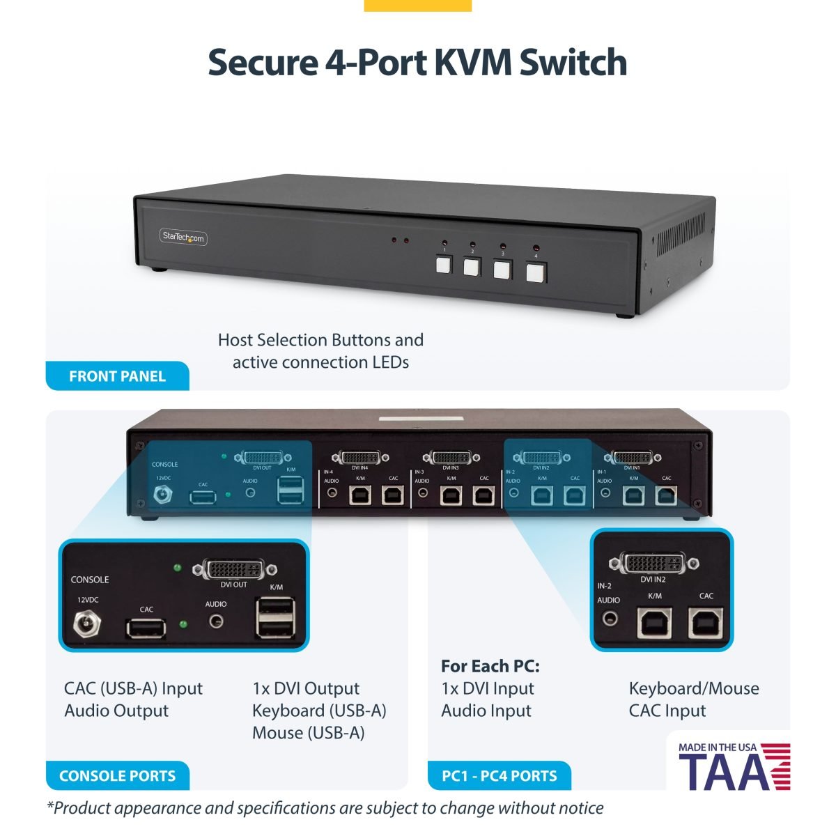 Startech.com Secure 4 Port KVM Switch CK4-D104C