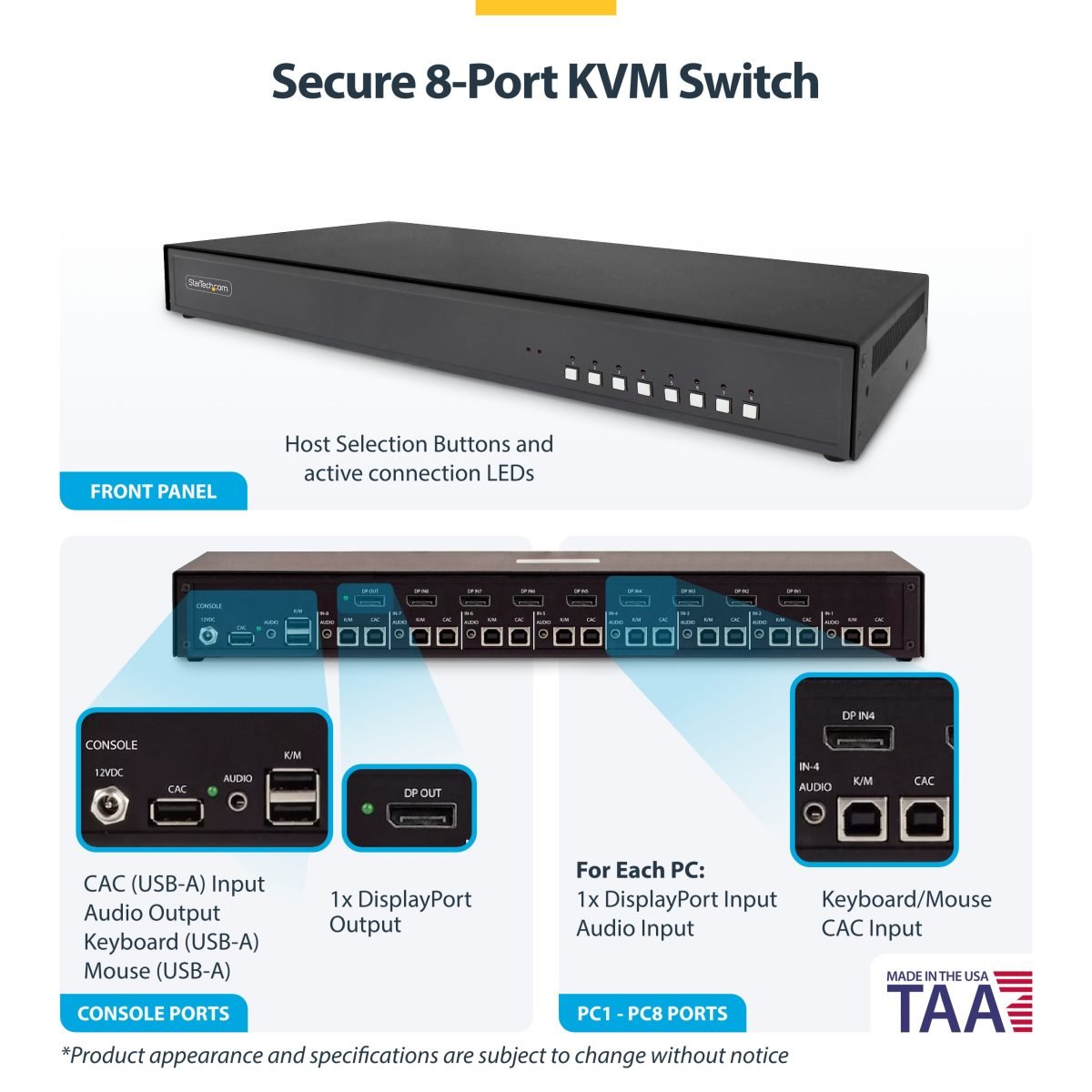 Startech.com Secure 8 Port KVM Switch CK4-P108C