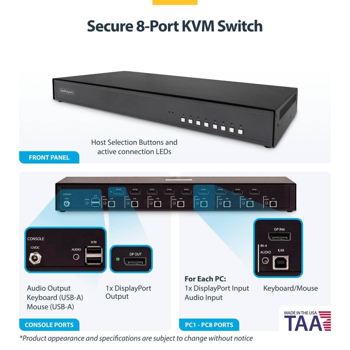 Startech.com Secure 8 Port KVM Switch CK4-P108