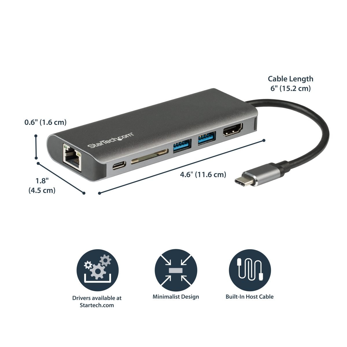 Startech.com USB C Adapter HDMI SD PD DKT30CSDHPD3