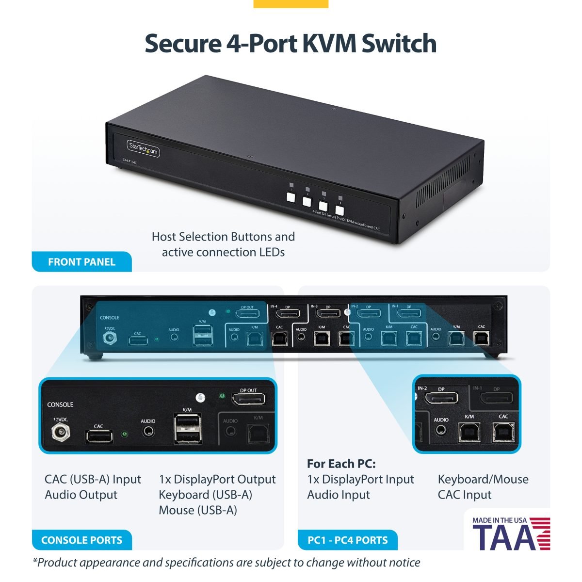 Startech.com Secure 4 Port KVM Switch CK4-P104C