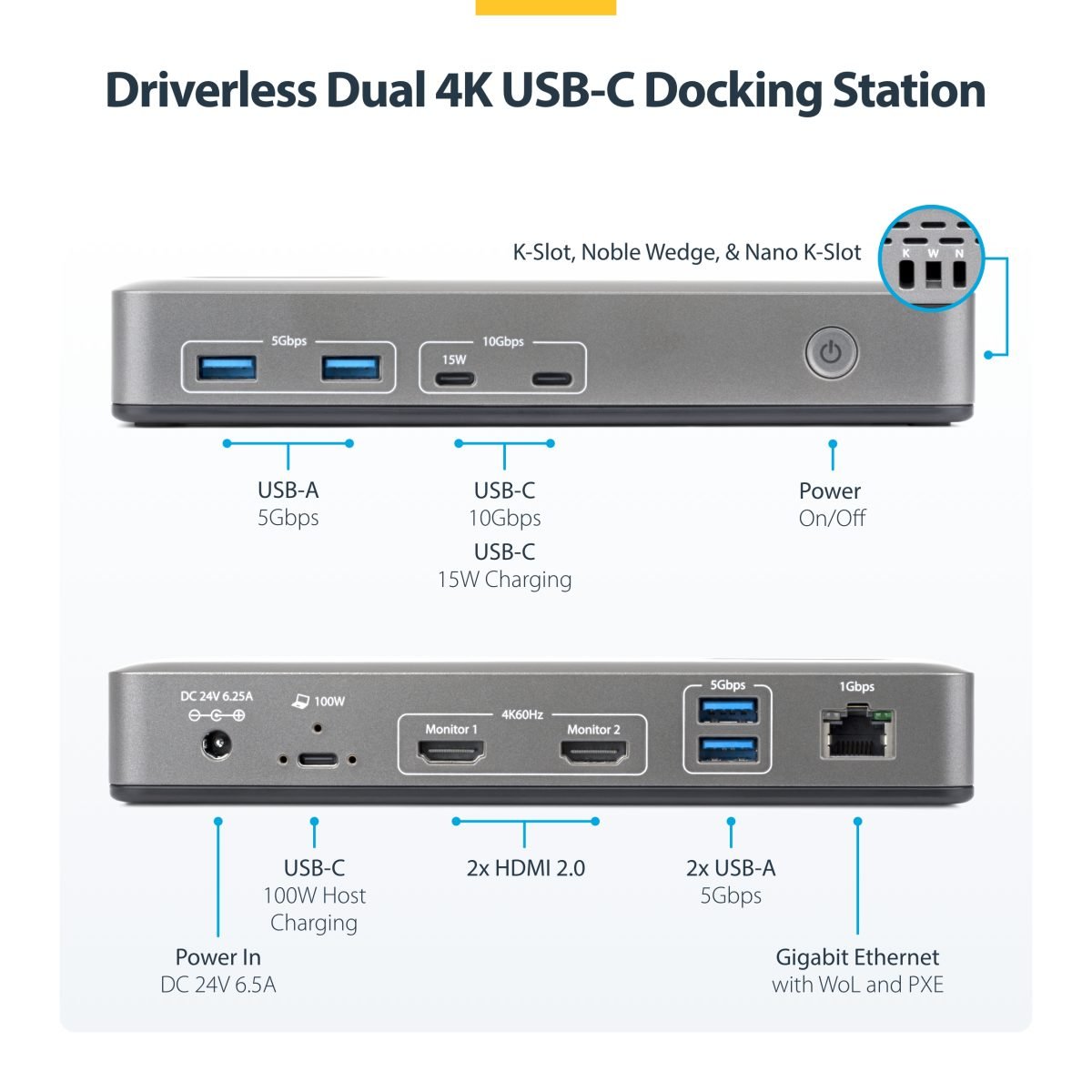 Startech.com USB C Dock 2x HDMI 100W PD 196N-USBC-DOCK