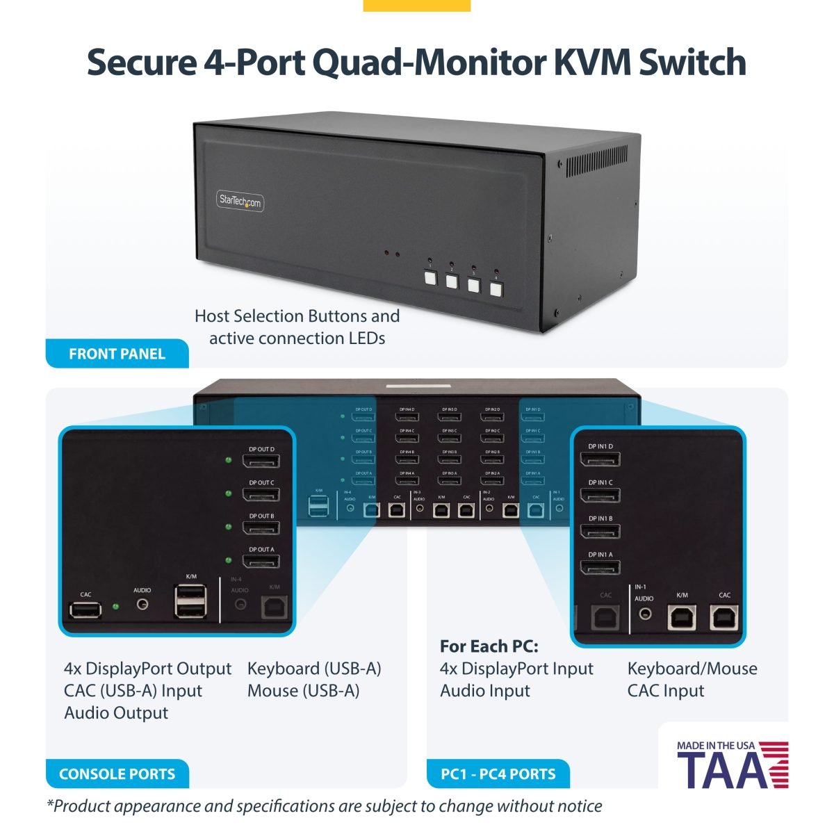 Startech.com Secure 4 Port KVM Switch CK4-P404C