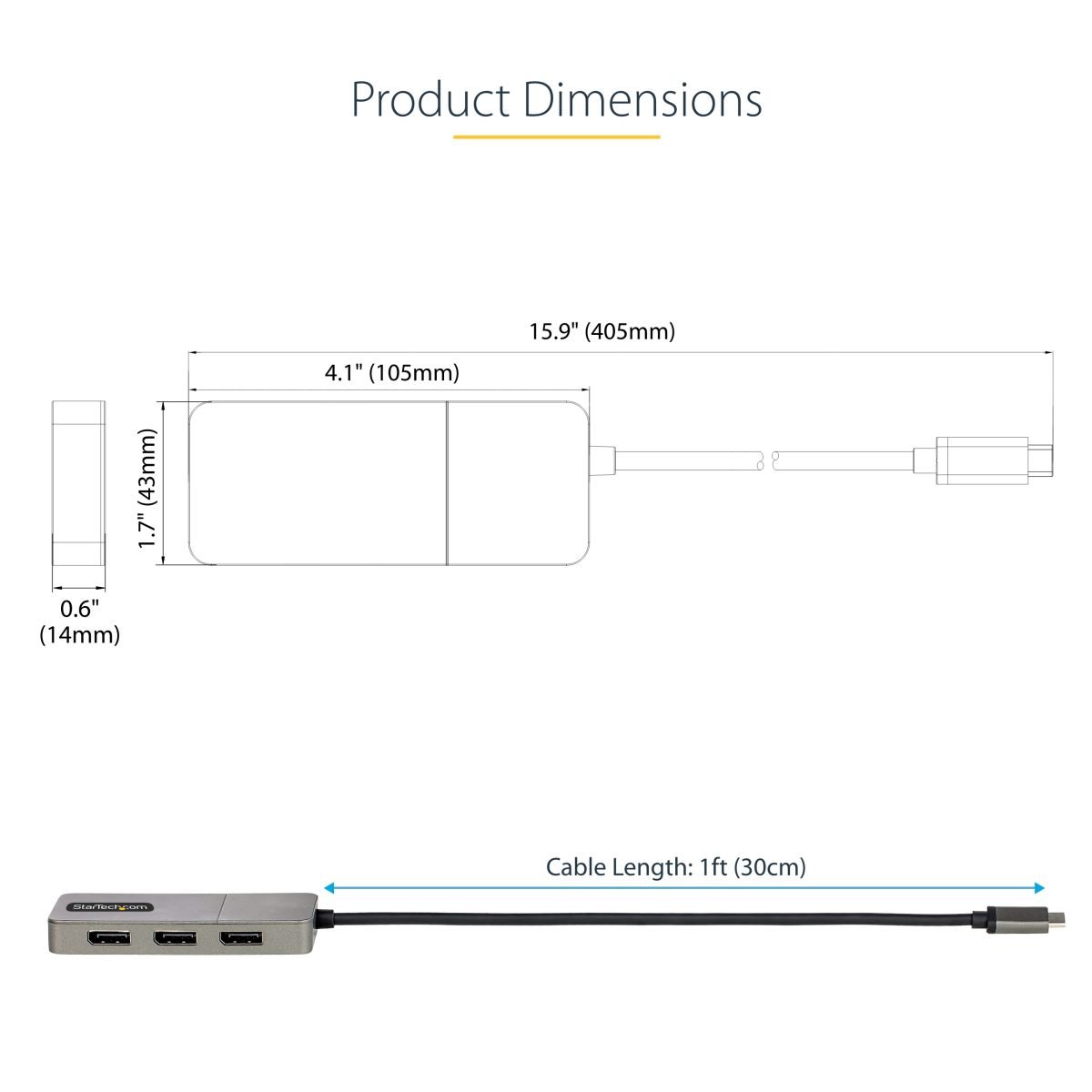 Startech.com USB C Triple DP MST HUB 4K MST14CD123DP