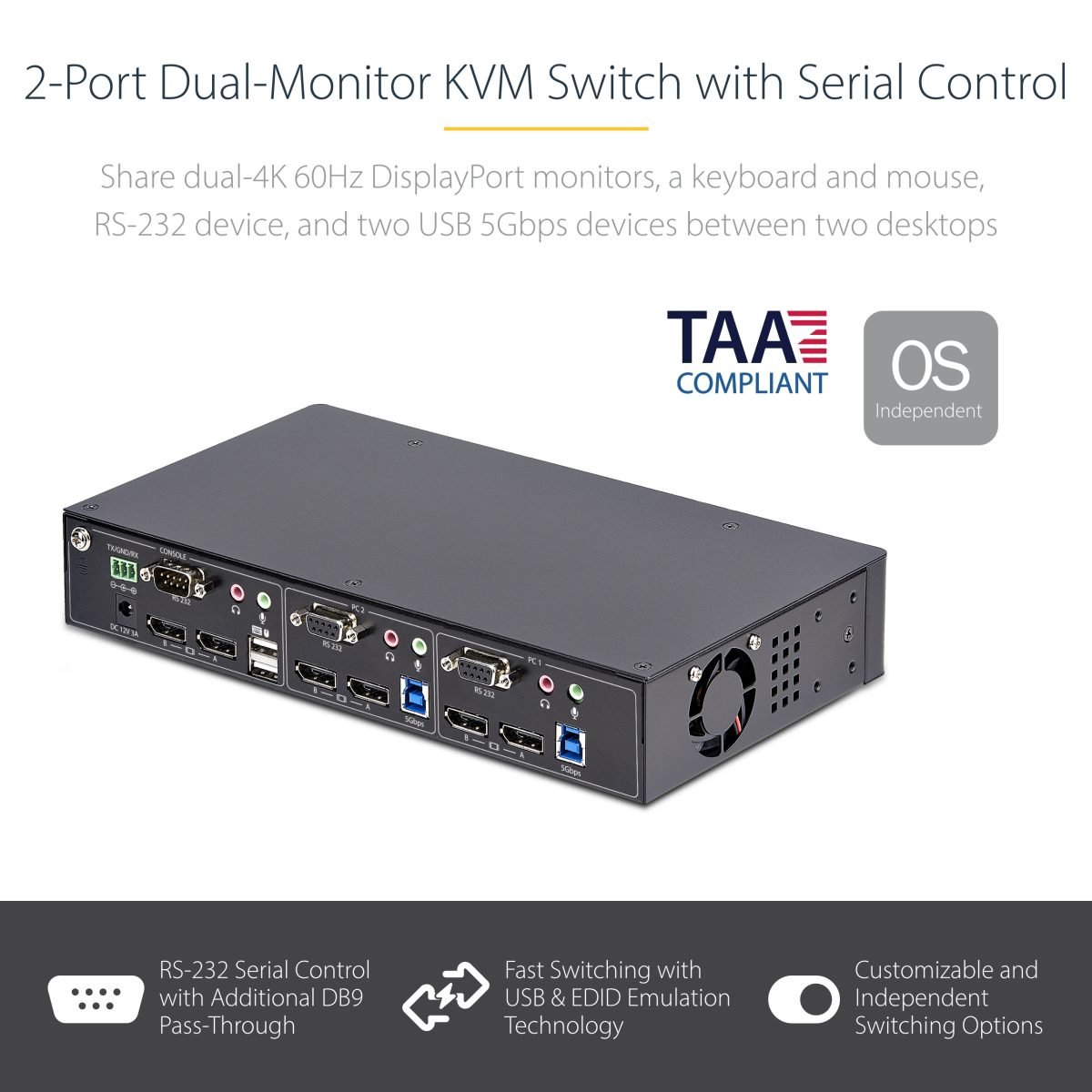Startech.com 2Port Dual DisplayPort KVM P2DD46A22-KVM-SWITCH