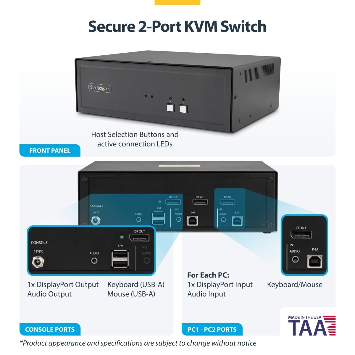 Startech.com Secure 2 Port KVM Switch CK4-P102
