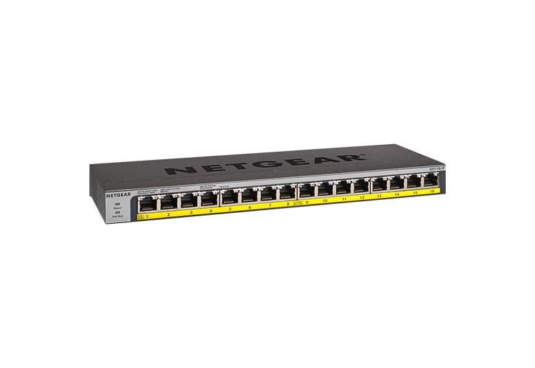 NETGEAR 16Port PoE Gigabit Unmngd GS116LP-100NAS
