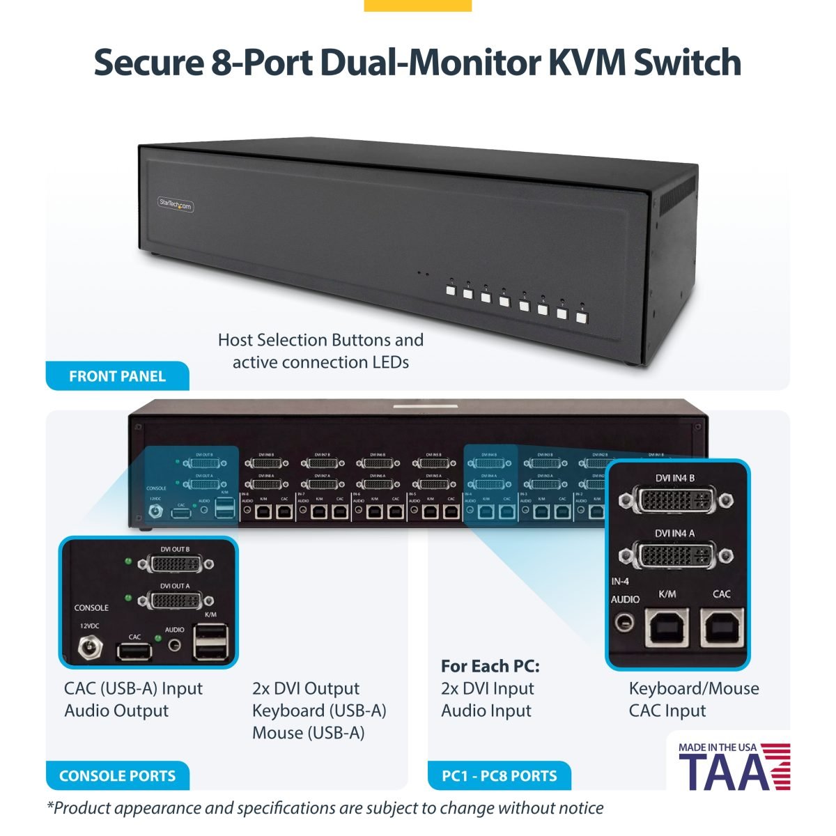 Startech.com Secure 8 Port KVM Switch CK4-D208C