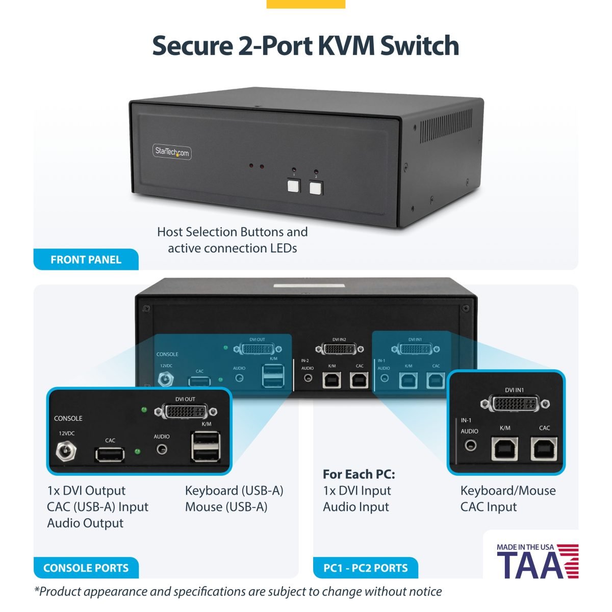 Startech.com Secure 2 Port KVM Switch CK4-D102C