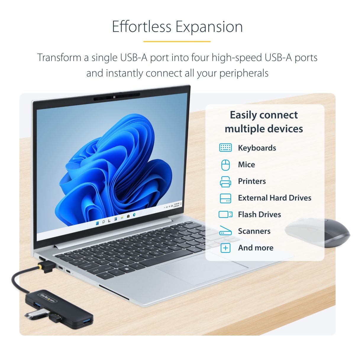 Startech.com 4-Port USB-A Hub, 5Gbps H5A4A-USB-HUB