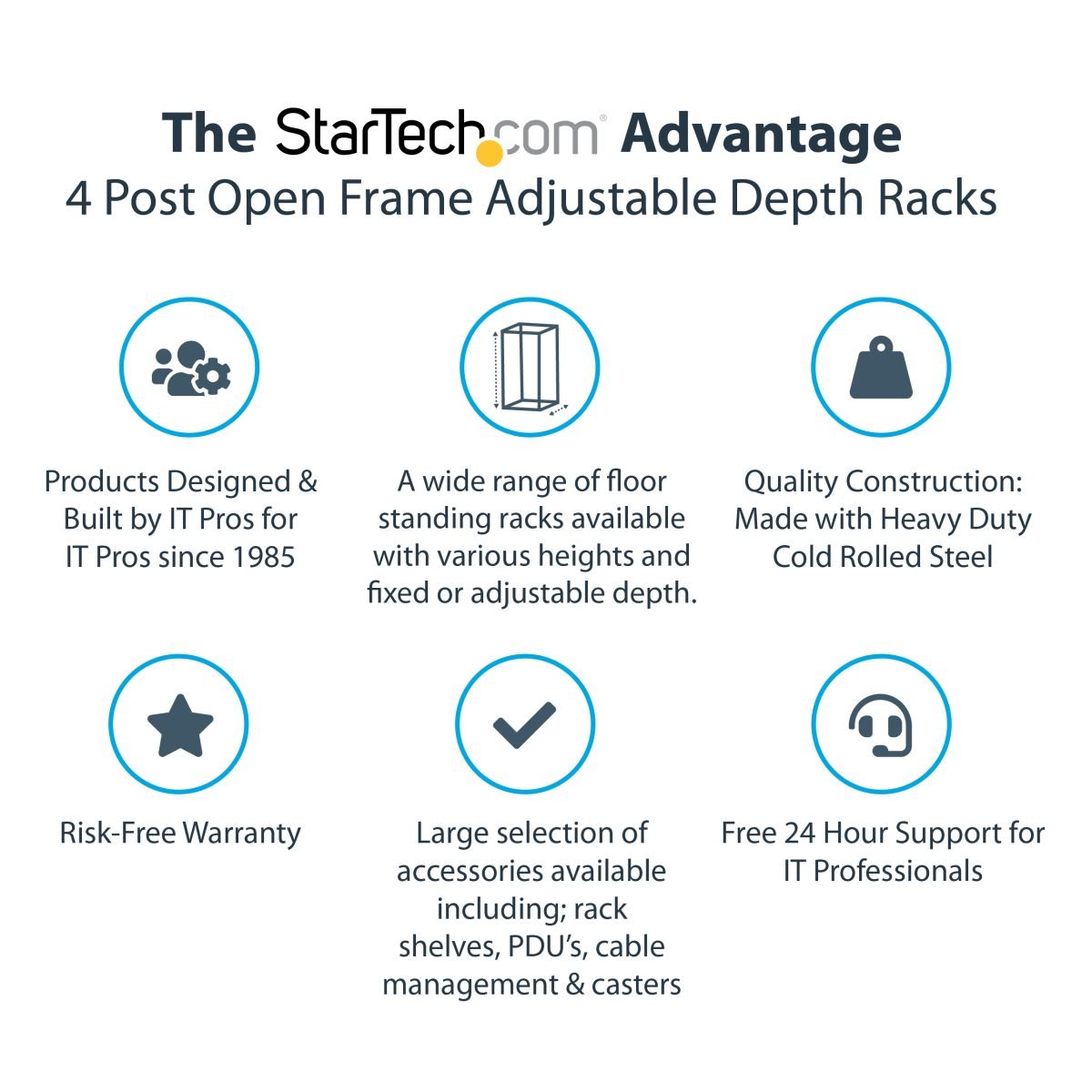 Startech.com 42U Adj Depth 4 Post Rack 4POSTRACK42