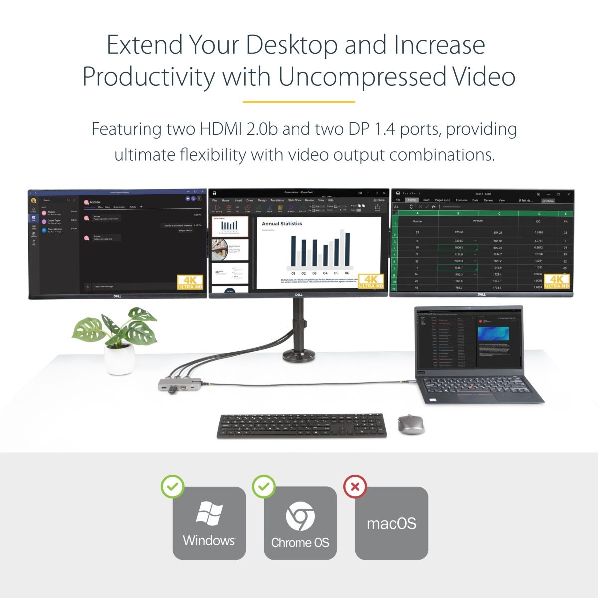 Startech.com USB C Triple Monitor Adapter 117B-USBC-MULTIPORT