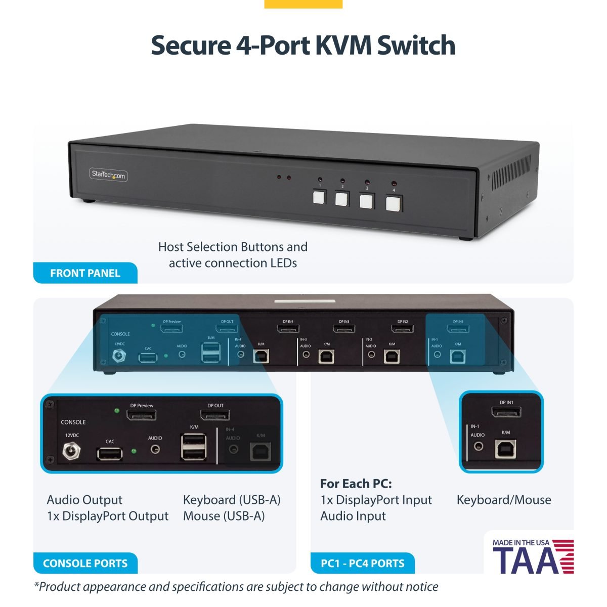 Startech.com Secure 4 Port KVM Switch CK4-P104