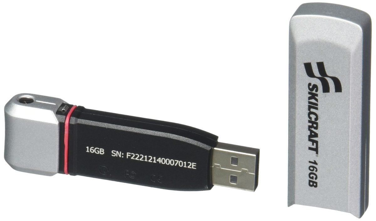 AbilityOne SKILCRAFT USB Flash Drive, 256-Bit AES Encryption, Level 3 Encrypted, 16GB