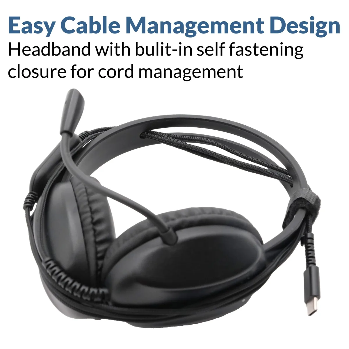 Cyber Acoustics USB C Headset w Braided Cord AC-4014