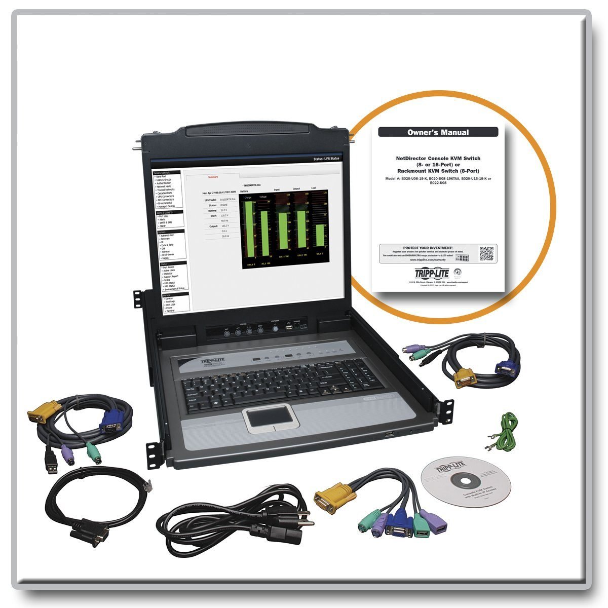 Eaton 8 Port KVM Switch 19" LCD B020-U08-19-IP