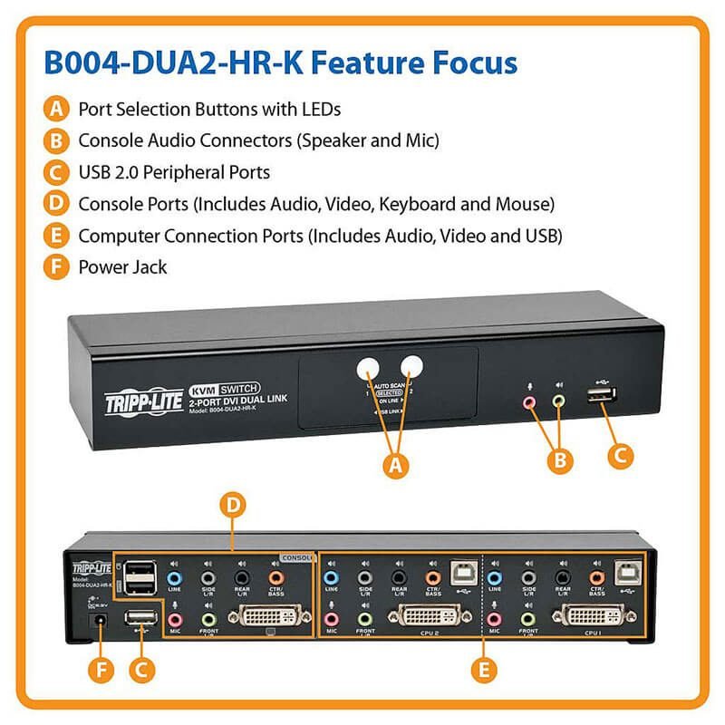 Eaton 2PT DVI DL Link KVM B004-DUA2-HR-K