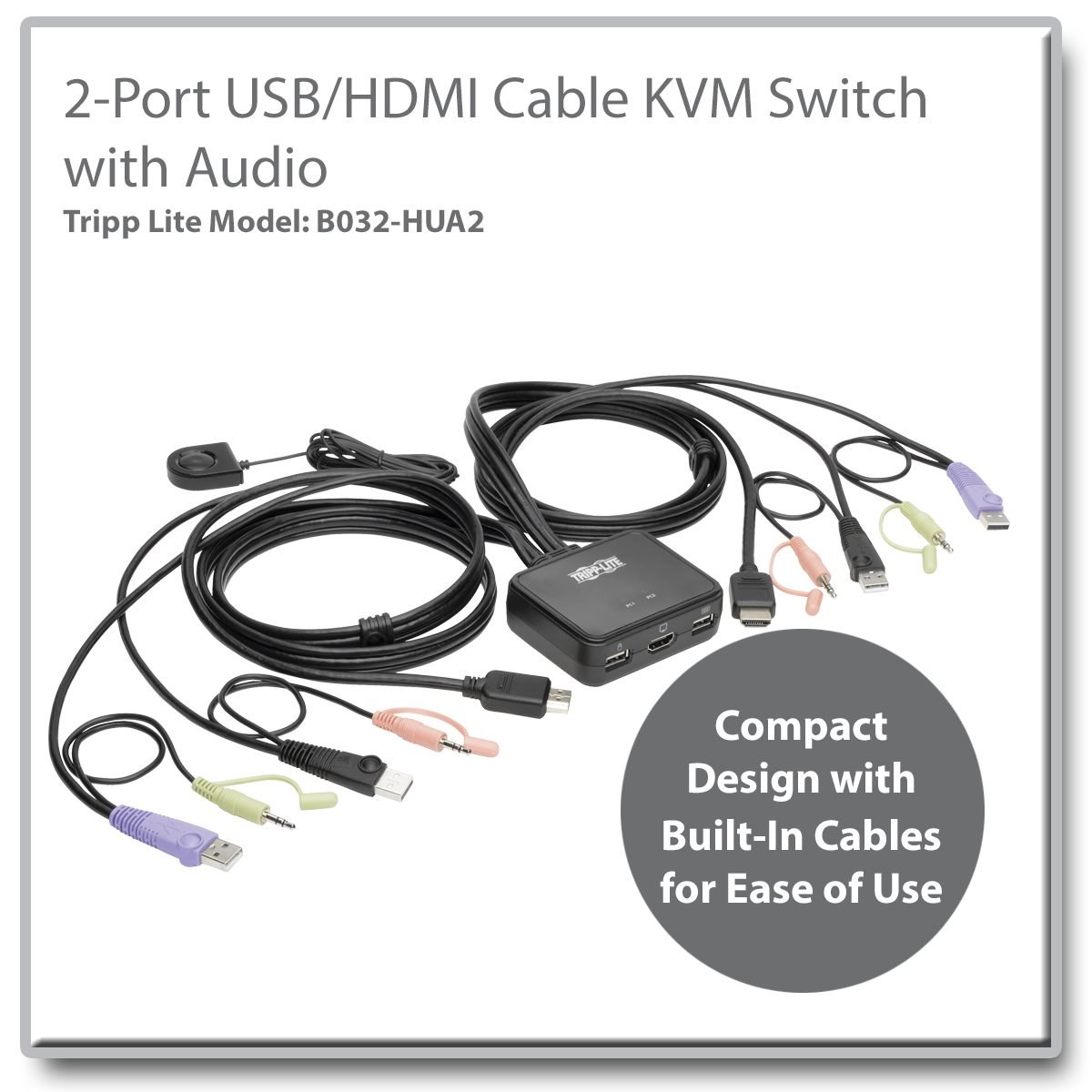 Eaton 2Port KVM Switch w/ Cables B032-HUA2