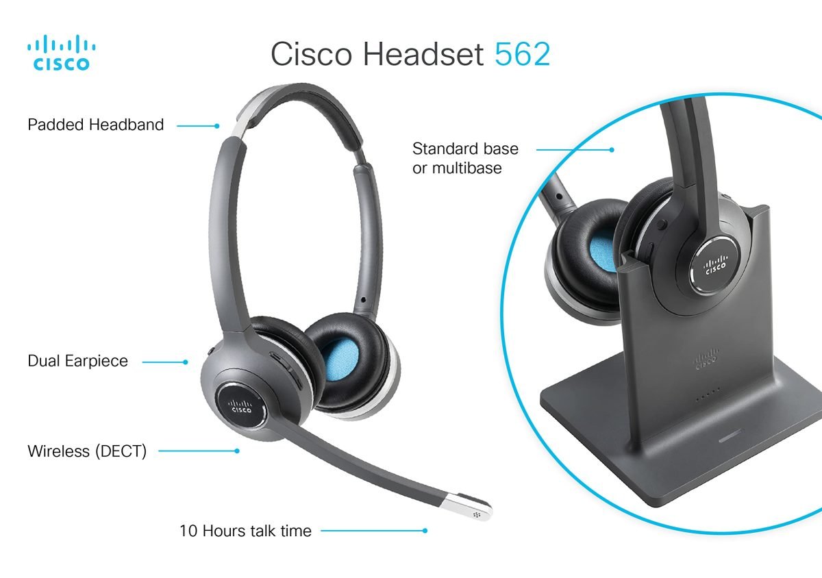 Cisco Systems 562 Wireless Dual Headset CP-HS-WL-562-S-US=