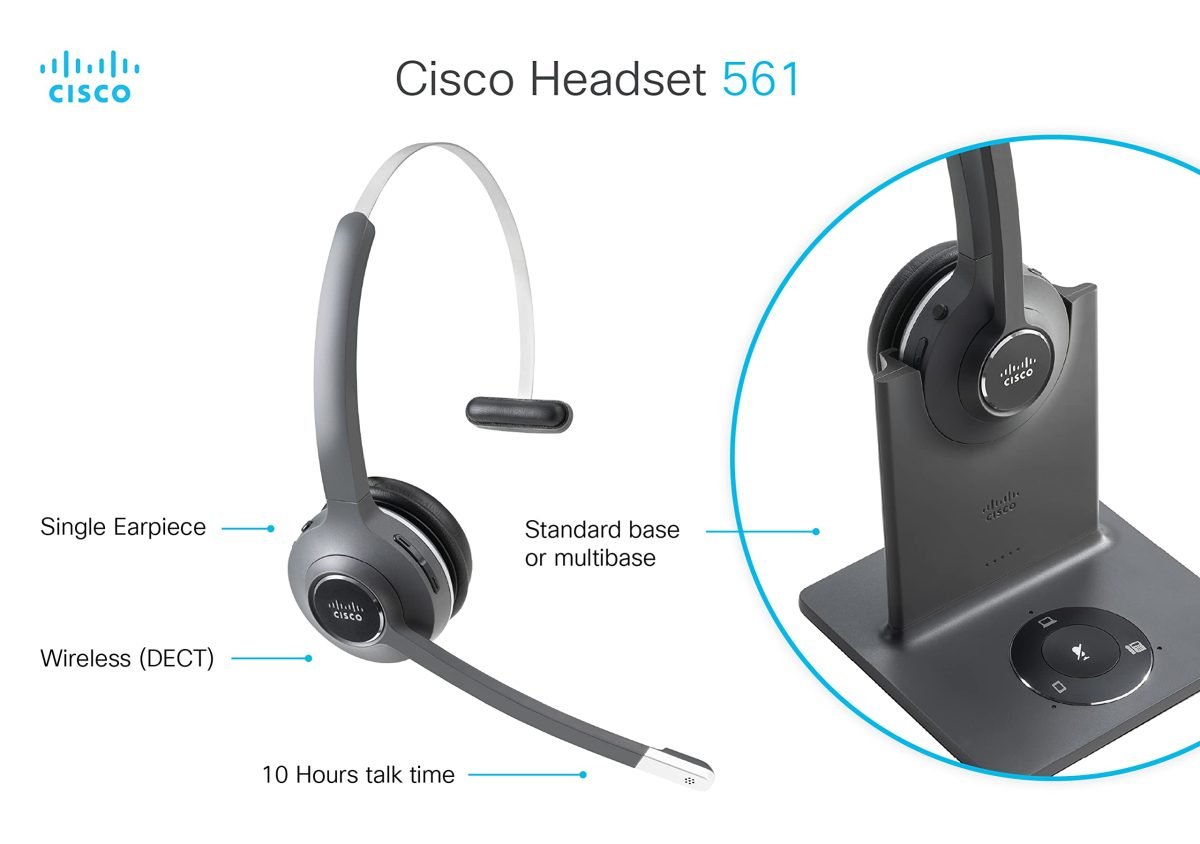 Cisco Systems 561 Wireless Single Headset CP-HS-WL-561-M-US=