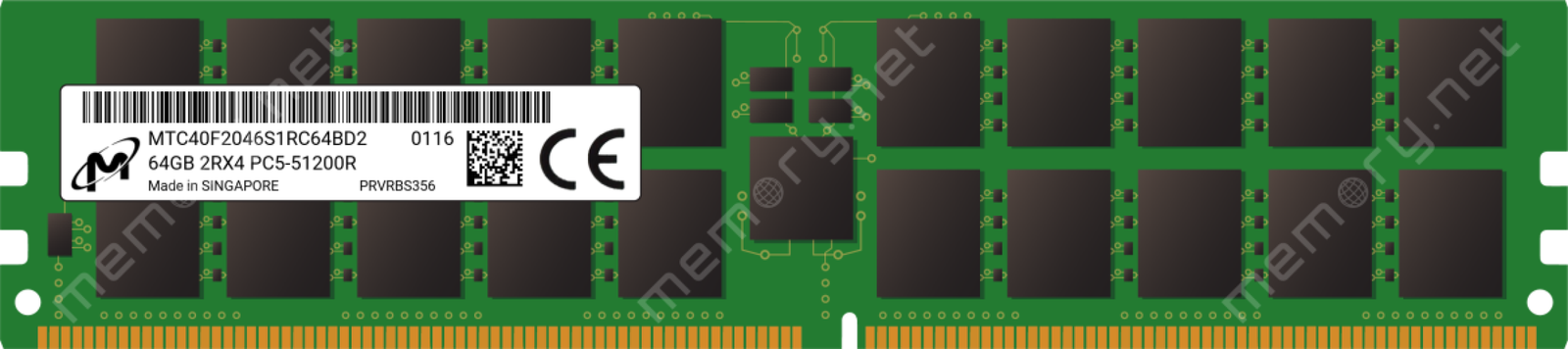 Micron DDR5 RDIMM 64GB 2Rx4 6400 MTC40F2046S1RC64BD2R