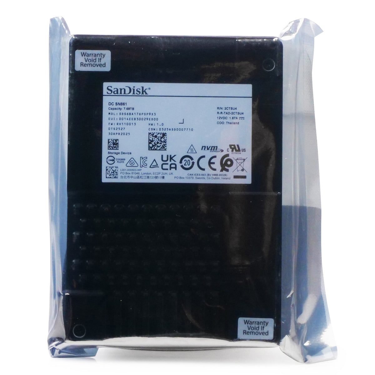 SanDisk DC SN861 PCIe 7.68TB U.2 0TS2527