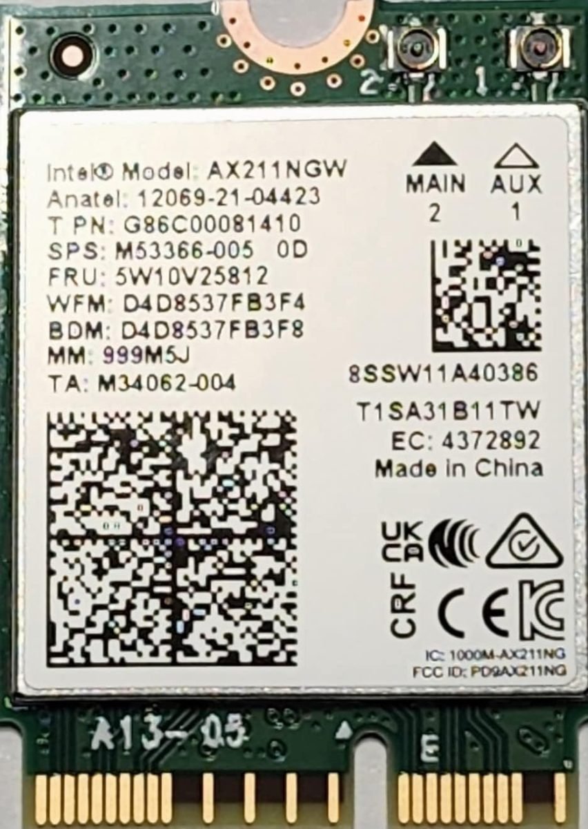 Intel Corp. WiFi 6E AX211 vPro Single Pack AX211.NGWG
