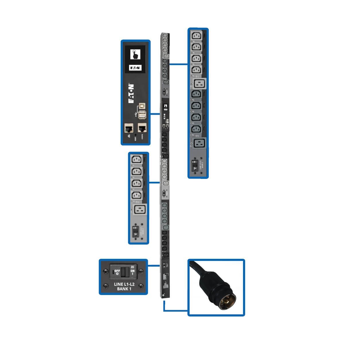 Eaton 3ph PDU Switched 24 C13 6 C19 PDU3EVSR6L2130
