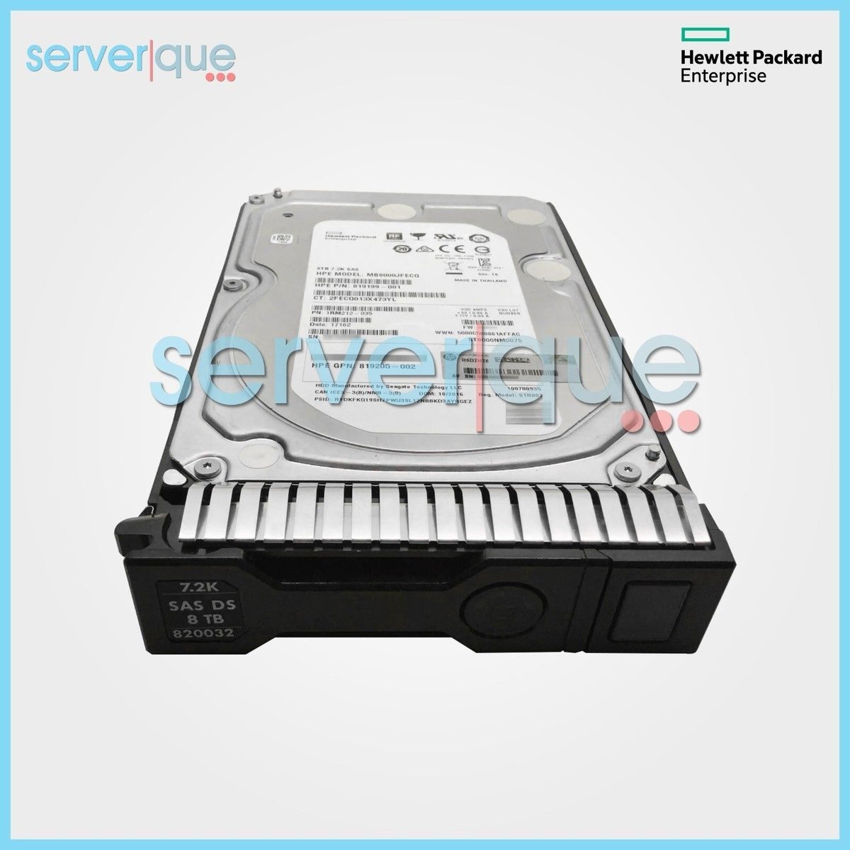 HPE 8TB 12G SAS 7.2K LFF 512e SC M 819201-B21