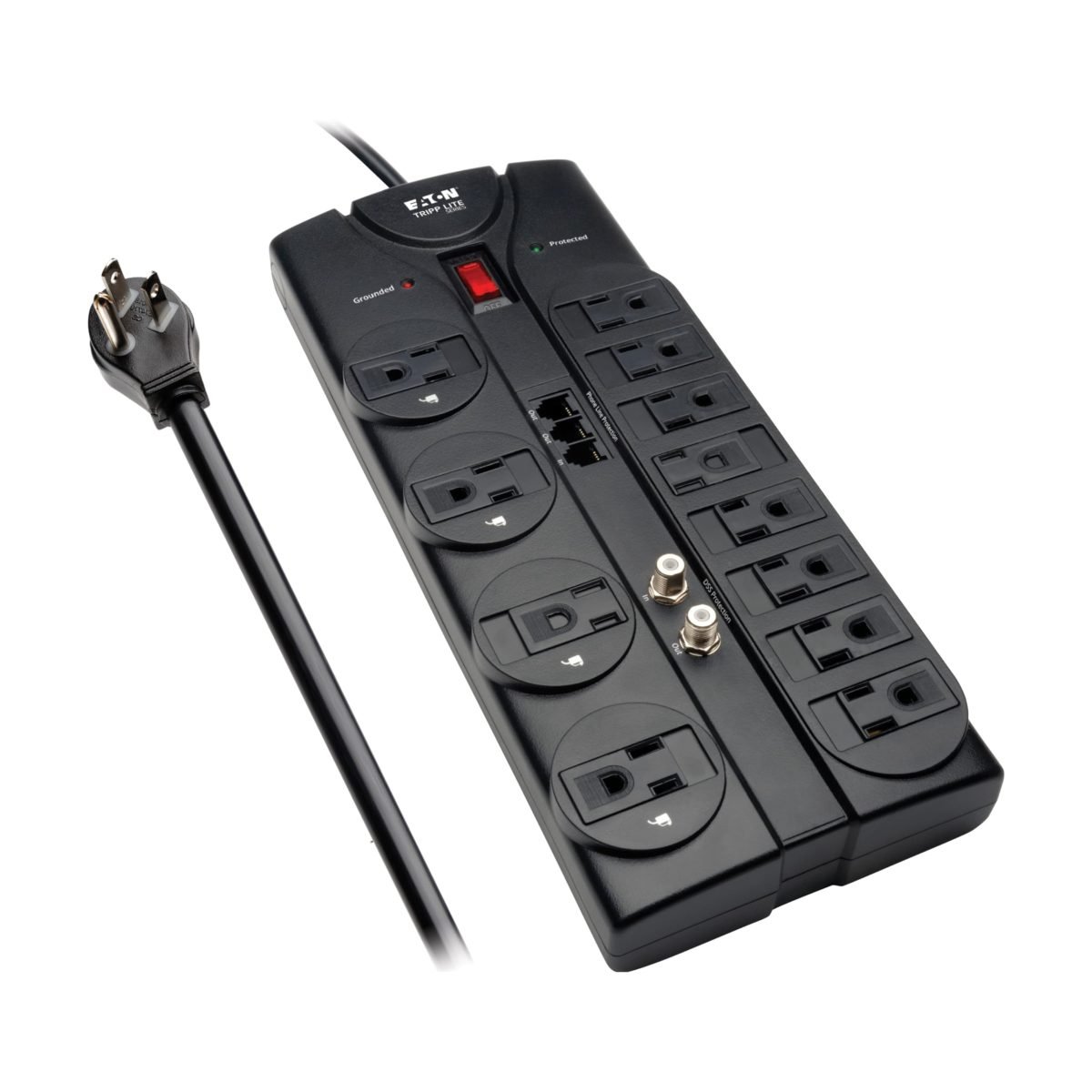Eaton 12 Outlets Tel DSL Coax 8ft TLP1208TELTV