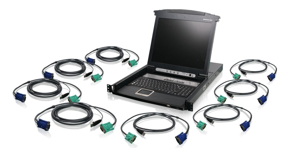 IOGear 8 Port 17" LCD KVM w USB Cable GCL1808KITU