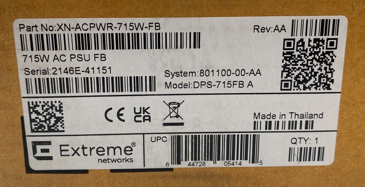 EXTREME NETWORKS 715W AC PSU FB XN-ACPWR-715W-FB