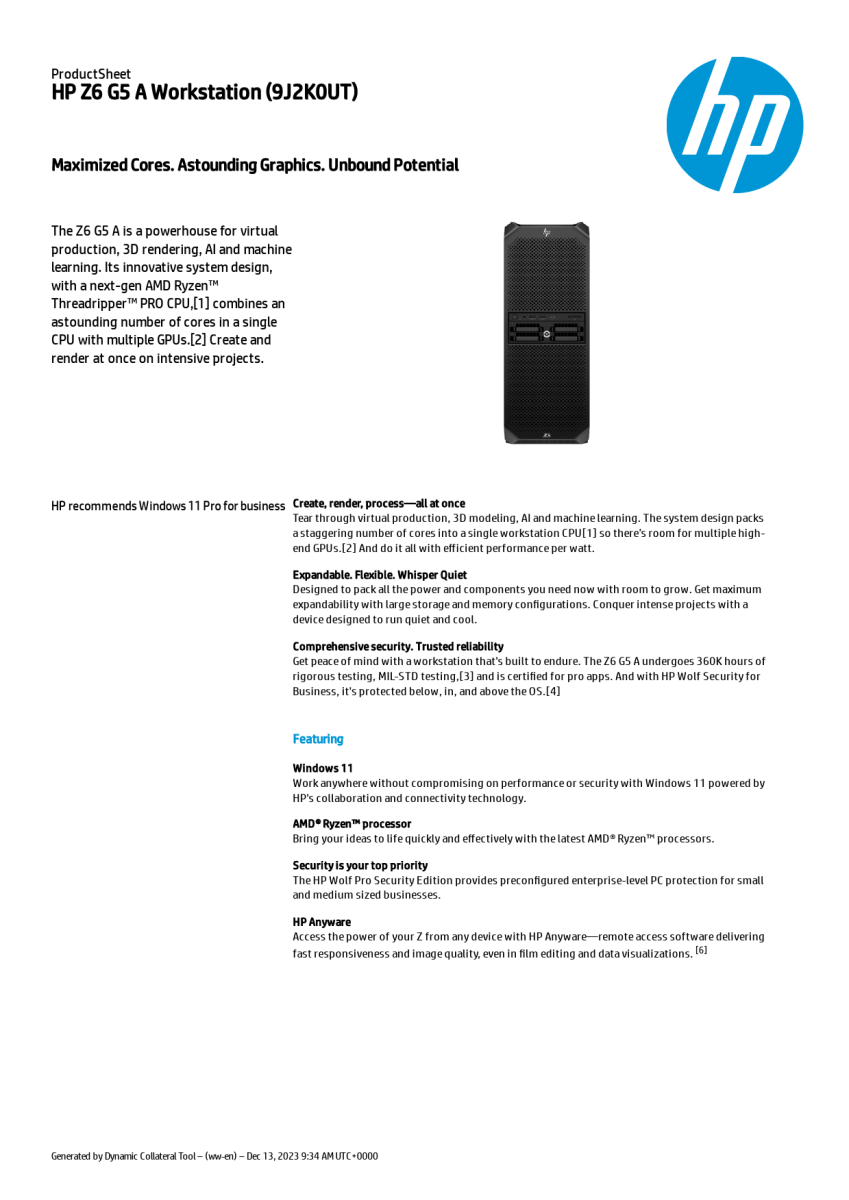 HP Z6G5A RTP7945WX 16G 512GB 9J2K0UT#ABA