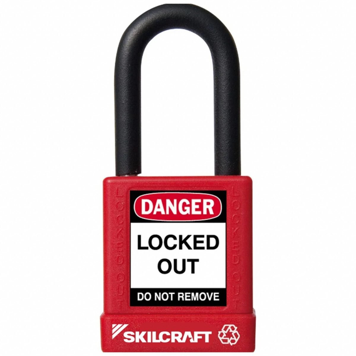 AbilityOne SKILCRAFT Padlock, Safety, Lockout/Tagout, 1-1/2" Shackle, Red, EA 5340-01-650-2617