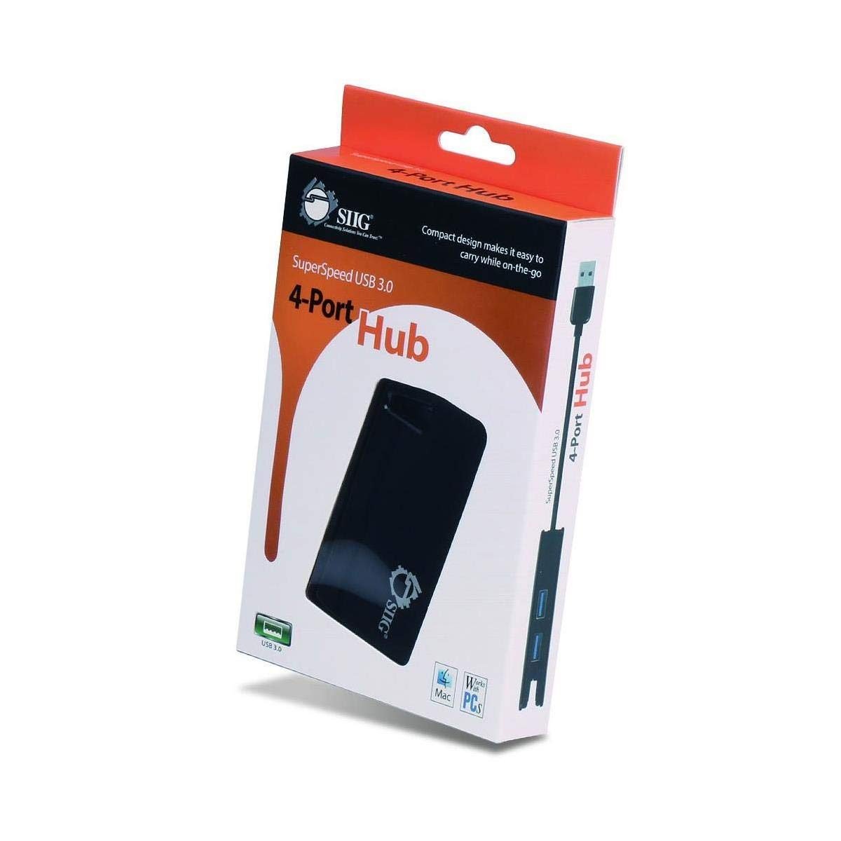 Siig SuperSpeed USB 3.0 LAN Hub Red JU-H30812-S1