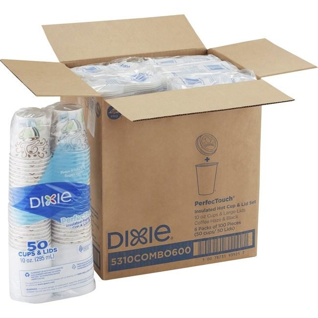 Georgia-Pacific Dixie Cup Paper Hot 10OZ W/Lids DXE5310COMBO6