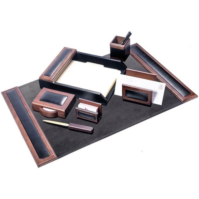 Dacasso Dsk St Lthr Walnut 7PC DACD8407