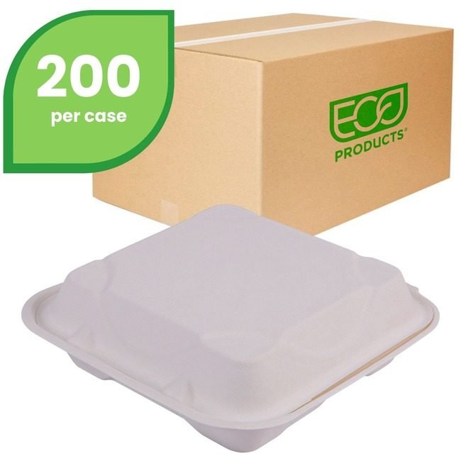 Eco-Products Container 9X9 Hinged White ECOEPHC93NFA